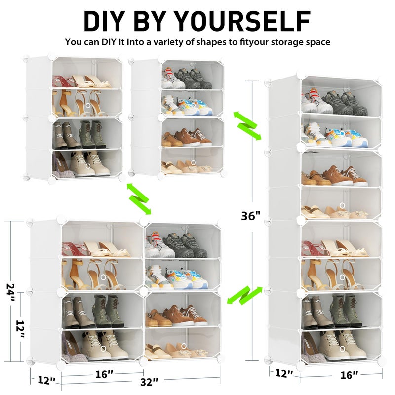 HOMICKER Shoe Storage,8 Tier Shoe Rack Organizer for Closet Shoe Cabinet with Door Shoe Shelves for Closet,Entryway,Hallway,Bedroom - Image 3