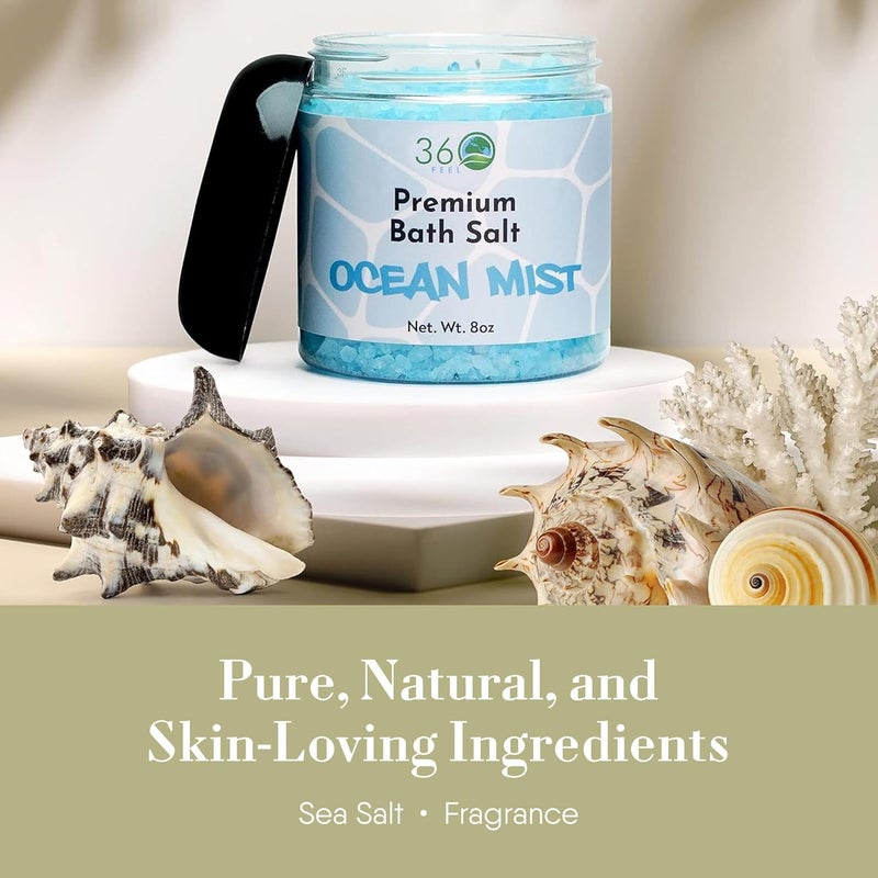 360Feel Ocean Mist Bath Salt Natural Body Scrub Rejuvenating Exfoliator for All Skin Types Aromatherapy Bath Soak for Healthy Skin Vegan Crueltyfree Scrub 8 Oz Jar - Image 4