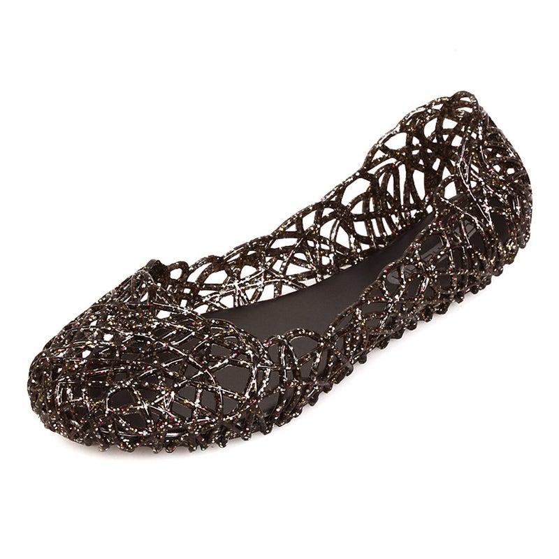 Domucos Women's Bird Nest Fashion Shoes Jelly Flat Sandals Boat Shoes Casual Jelly Footwear Shoes-Black-8.5-40â€¦ - Image 1