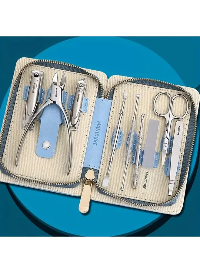 مجموعة العناية بالأظافر المهنية من الرخام الرمادي 9 قطع، طقم مانيكير وباديكير - Image 3