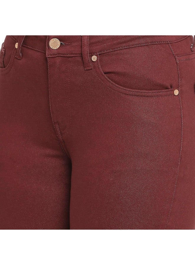 بيينغ هيومان بنطلون جينز ضيق متوسط الارتفاع للنساء من Being Human (المقاس: M) - BHWDI23501-PORT - نبيذي - M - Image 5