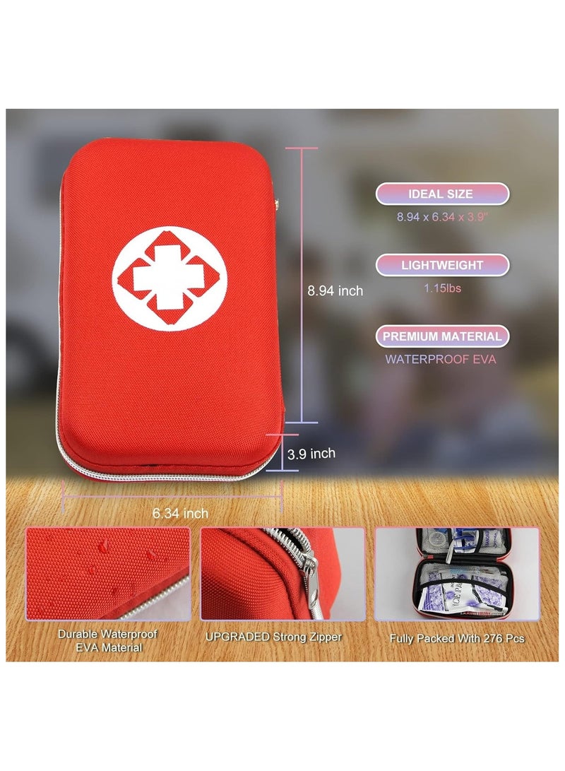 First Aid Kit, 276PCS Small First Aid Kit, Home Car Camping Hiking Emergency Supplies Small Compact Lovely Bag for School Outdoor, Basic Outdoor Essentials Survival Kit for Travel - Image 3