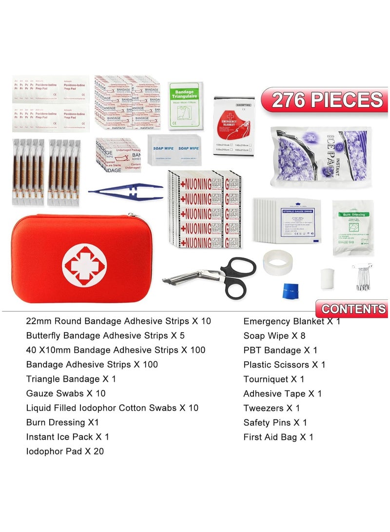 First Aid Kit, 276PCS Small First Aid Kit, Home Car Camping Hiking Emergency Supplies Small Compact Lovely Bag for School Outdoor, Basic Outdoor Essentials Survival Kit for Travel - Image 2