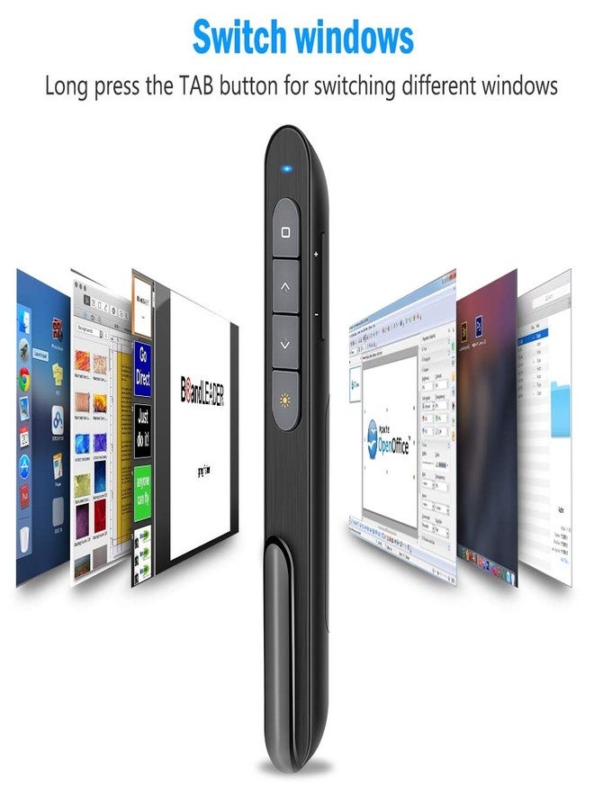Dinofire Wireless Presenter, 2.4GHz RF + Bluetooth Presentation Clicker, USB-A Receiver Slide Advancer for PowerPoint, Works with Mac/Windows/Laptops for Office Meetings & Classroom Teaching - Image 4
