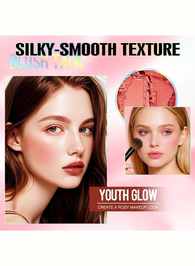 BOB Long-lasting Colorful Blush for Natural Nude Makeup Soft Fog Matte Powder-Free Blush Palette #04 - Image 4