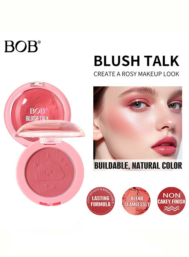 BOB Long-lasting Colorful Blush for Natural Nude Makeup Soft Fog Matte Powder-Free Blush Palette #04 - Image 1