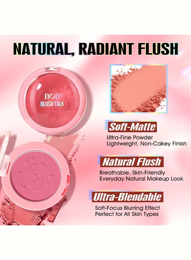 BOB Long-lasting Colorful Blush for Natural Nude Makeup Soft Fog Matte Powder-Free Blush Palette #04 - Image 3