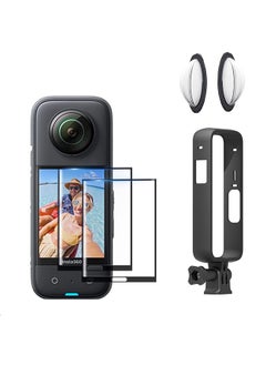 O Ozone Protective Frame | Sticky Lens Guard Set | Flexible Soft Film Screen Protector for Insta360 One X3 Accessories Kit Anti-Scratch Panoramic Action Camera Housing Cage Cover  - Image 1