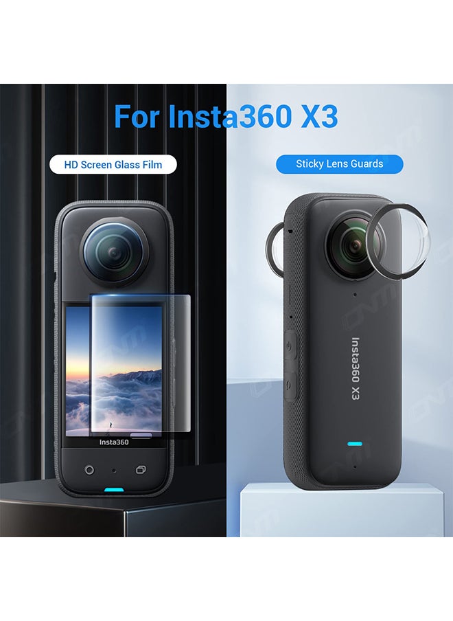 O Ozone - Protective Frame | Sticky Lens Guard Set | Flexible Soft Film Screen Protector for Insta360 One X3 Accessories Kit Anti-Scratch Panoramic Action Camera Housing Cage Cover - Image 1