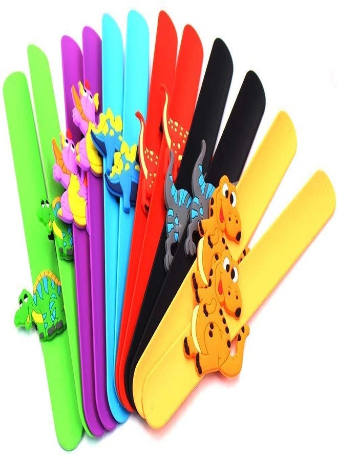 El Regalo 2 PCs Dinosaurs Snap Slap Bands | Dinosaurs Wristband Kids Party Favors Slap Bands for Kids - Image 1