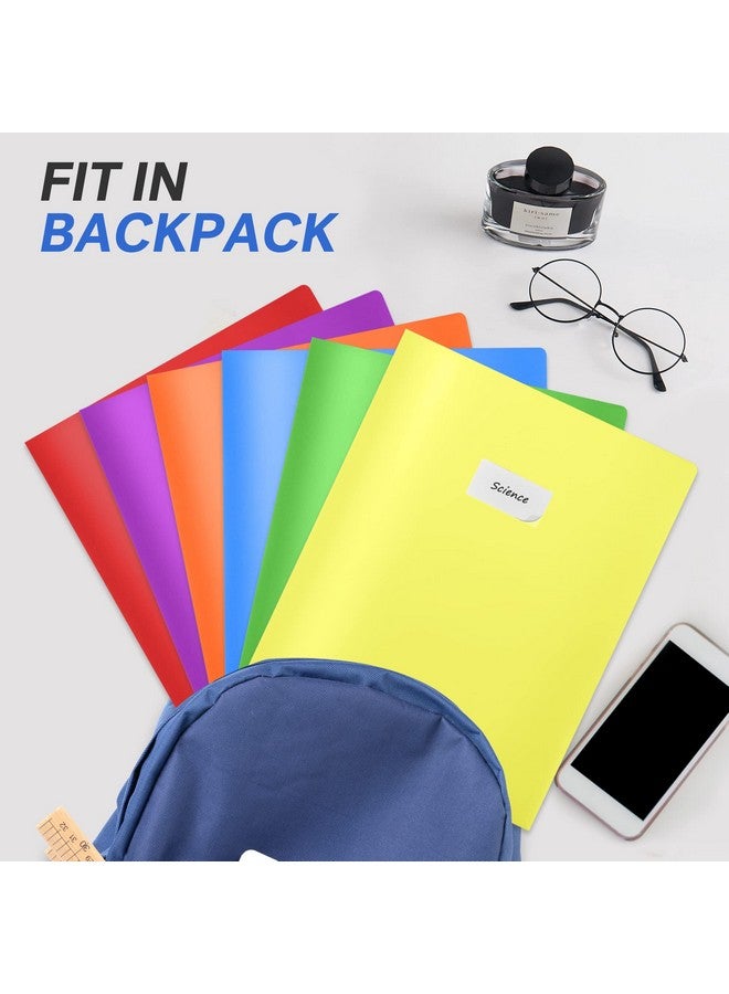 Sooez 6 Pack Plastic Pocket Folders With Labels, Heavy Duty Plastic File Folders With Pockets, Colored Folders For Documents, Letter Size Poly Two Pocket Folder Back To School Supplies - Image 4