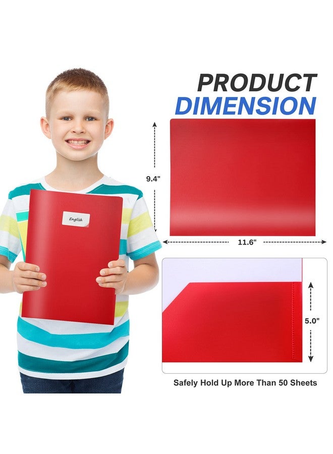 Sooez 6 Pack Plastic Pocket Folders With Labels, Heavy Duty Plastic File Folders With Pockets, Colored Folders For Documents, Letter Size Poly Two Pocket Folder Back To School Supplies - Image 5