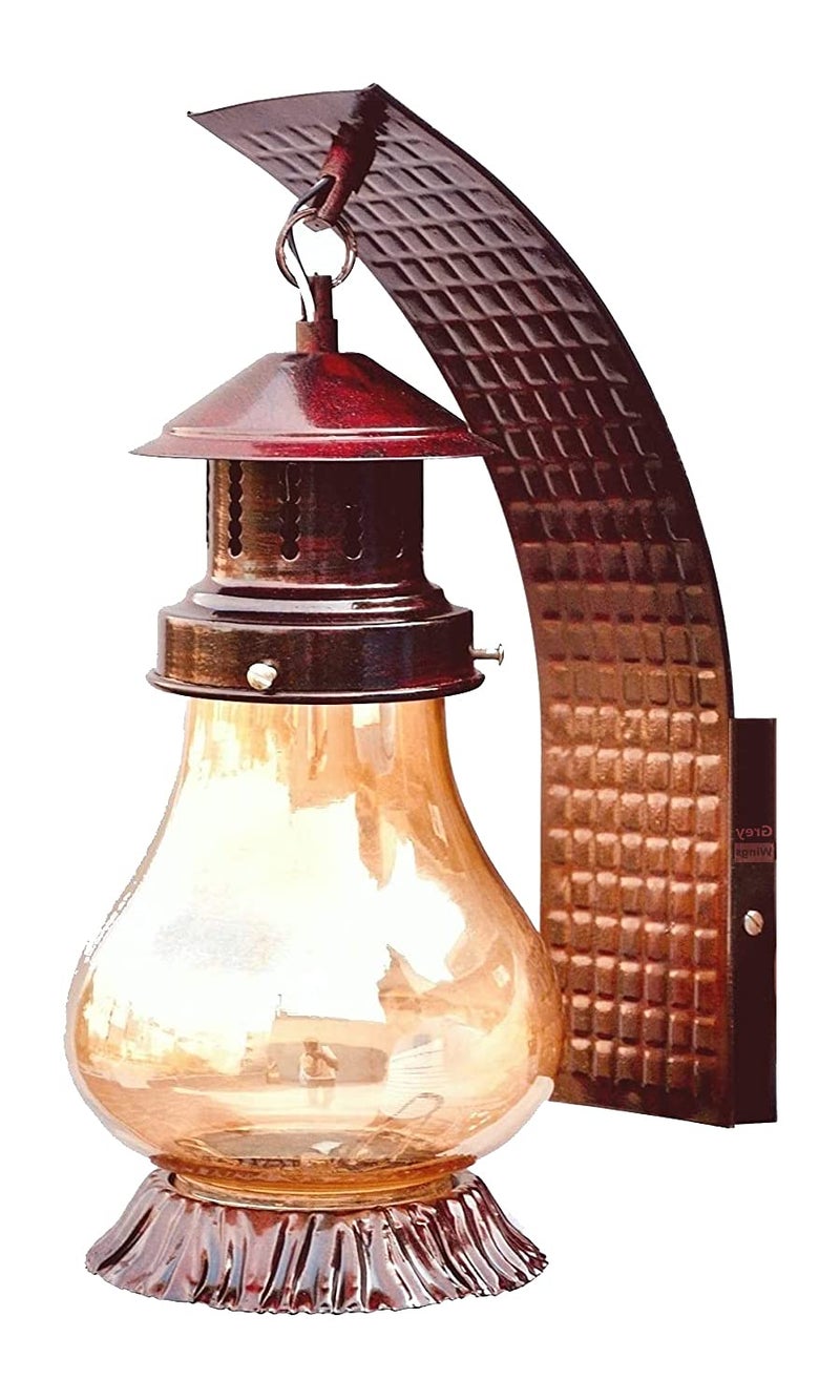 GreyWings Cherry Wall Light Lantern for Home Decor | Vintage Metal & Glass Indoor Lamp, Rustic Wall Mounted Light, Pack of 1 - Image 4