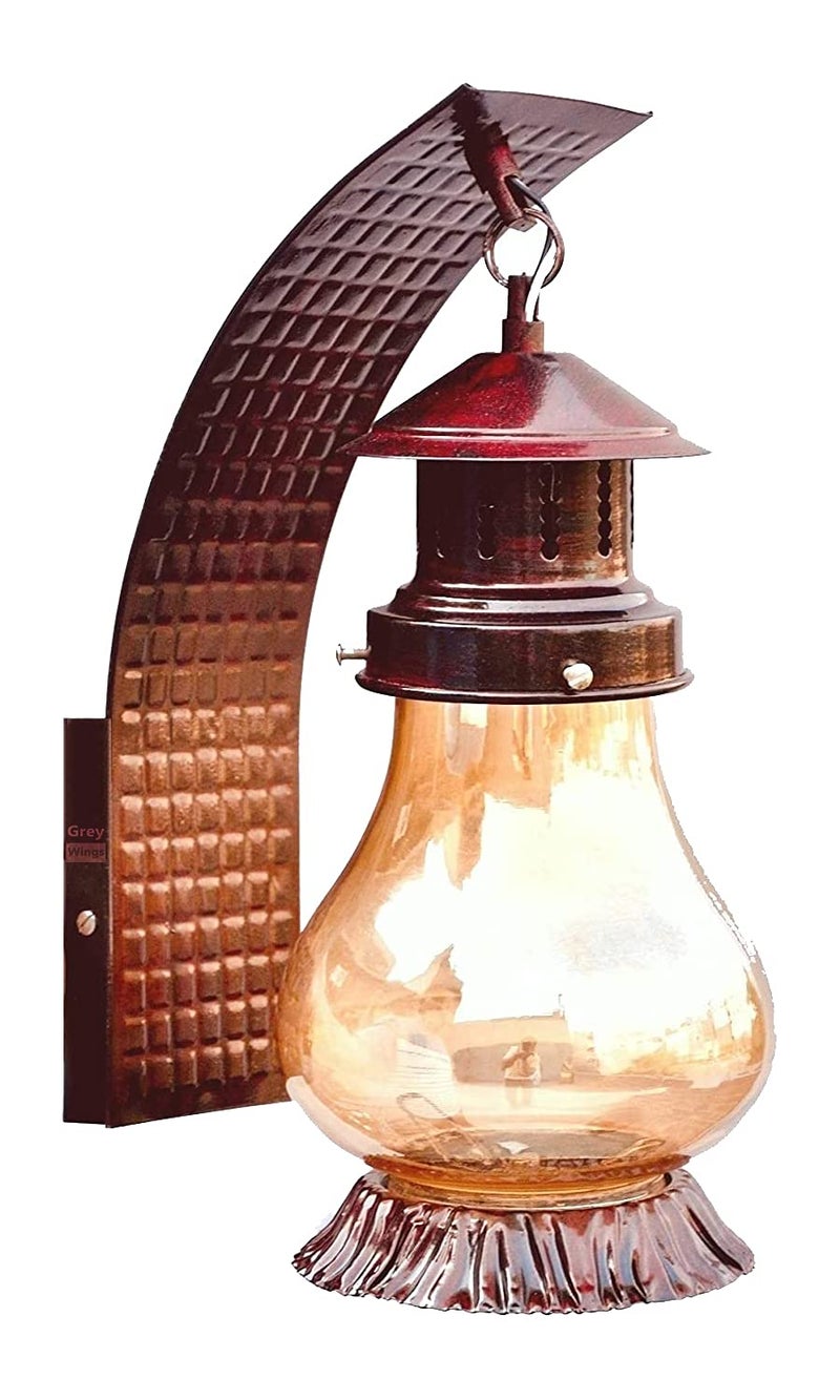 GreyWings Cherry Wall Light Lantern for Home Decor | Vintage Metal & Glass Indoor Lamp, Rustic Wall Mounted Light, Pack of 1 - Image 3