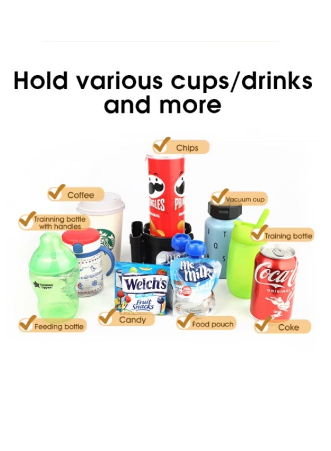 2 in 1 Baby Stroller Cup & Phone Holder, Universal Adjustable Drink Bottle Rack for Stroller Bike Wheelchair（Black + Gray) - Image 4