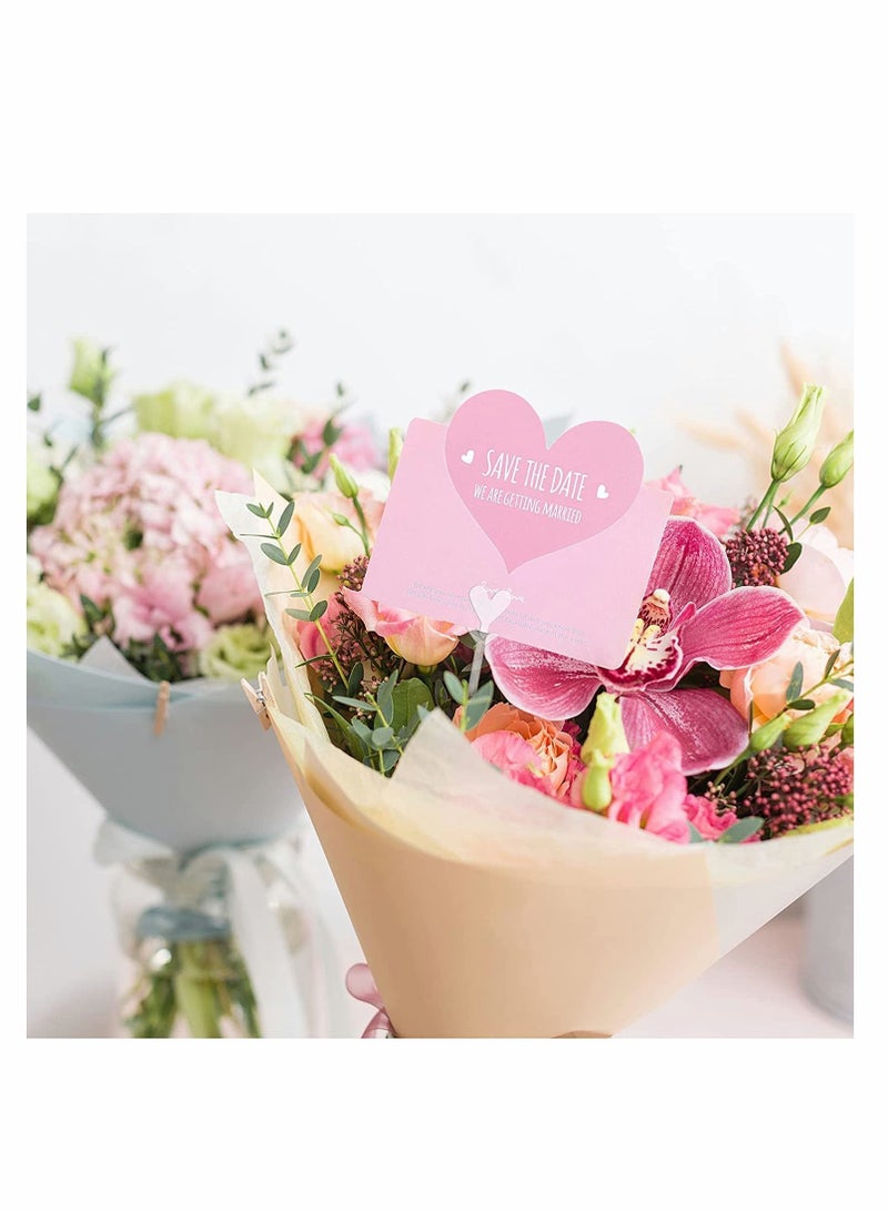Y&D Plastic Floral Picks, Transparent Heart Shape Straight Head Flower Pick Business Card Holder For Wedding Birthday Party Gift Cards Photos Bouquet Arrangement Home Decor, 23.5 Cm, 100 Pcs - Image 4