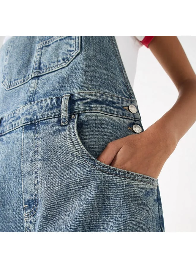 Lee Cooper Lee Cooper Plain Denim Dungaree with Pockets