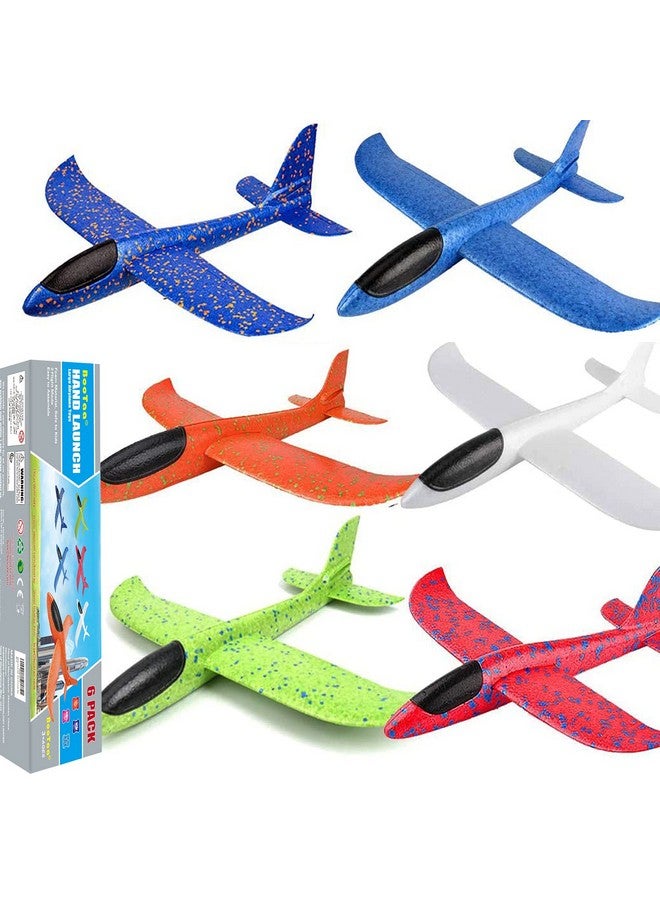 BooTaa 6 Pack Airplane Toys, 17.5" Large Throwing Foam Plane, 2 Flight Mode Foam Gliders, Birthday Gifts for Kids 3 4 5 6 7 8 9 10 11 12 Year Old Boys Kids Girls, Outdoor Yard Family Game Toys - Image 1