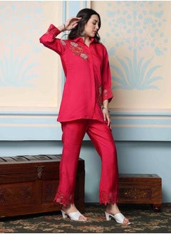 ISHIN Embroidered Longline Shirt and Trousers Co-Ords by Styli  - Image 3