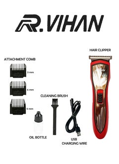 R.VIHAN Professional Hair Clipper RV-658U | Rechargeable Cordless Hair & Beard Trimmer for Men | Electric Shaver Grooming Kit with 3 Attachment Combs, Portable Wireless Hair Clipper for Home & Barber Use  - Image 3