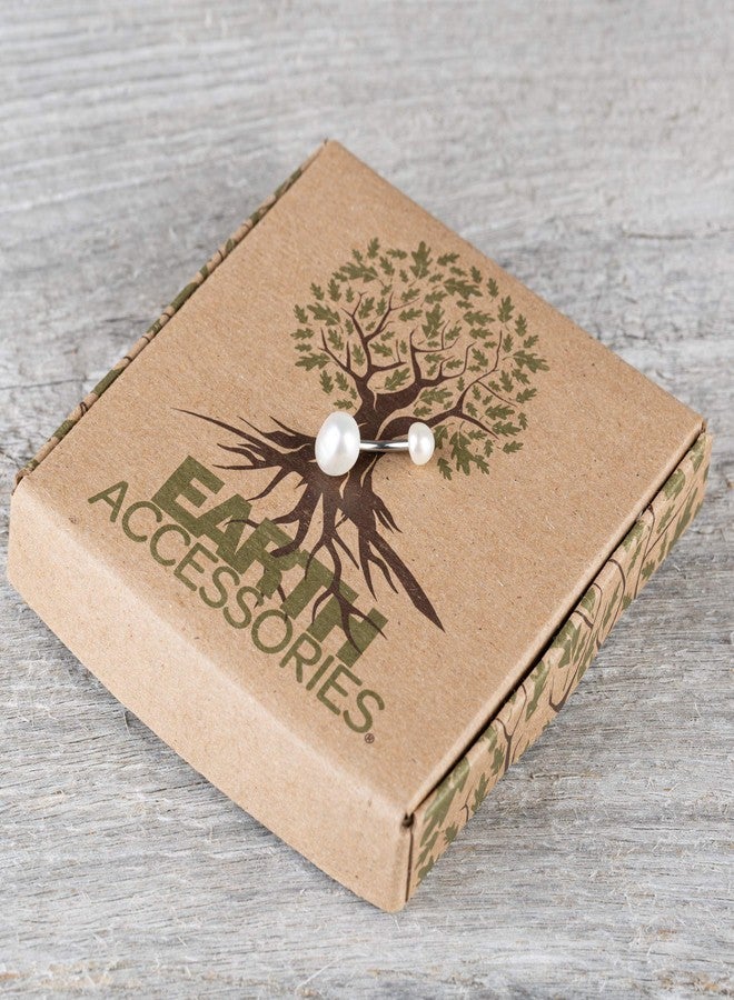 Earth Accessories White Pearl Belly Button Ring for Women - Natural Saltwater Pearl Navel Belly Piercing Jewelry - Surgical Steel Belly Button Barbell - Handmade Body Jewelry Gift - Image 4