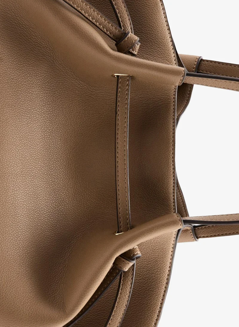 Mango 09-CAMEL Large Faux Leather Shoulder Bag for Women | Best Price UAE