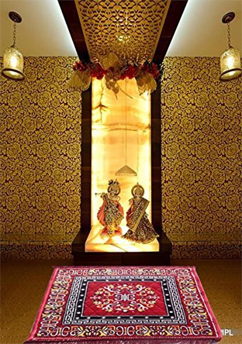 Yellow Weaves Polyester Pooja Aasan (Multicolour, 2 X 2 ft) - Set of 2 - Image 3