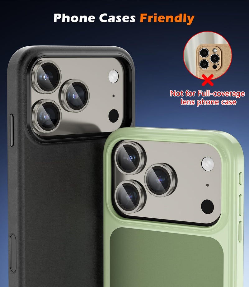 imluckies Camera Lens Protector for iPhone 17 Pro/iPhone 17 Pro Max, AR+AF Tempered Glass & 9H Hardness Shatterproof, HD Clear Metal Lens Cover with Installation Tray 2025, Gray - Image 5