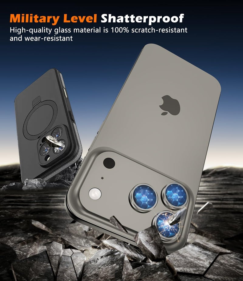 imluckies Camera Lens Protector for iPhone 17 Pro/iPhone 17 Pro Max, AR+AF Tempered Glass & 9H Hardness Shatterproof, HD Clear Metal Lens Cover with Installation Tray 2025, Gray - Image 3