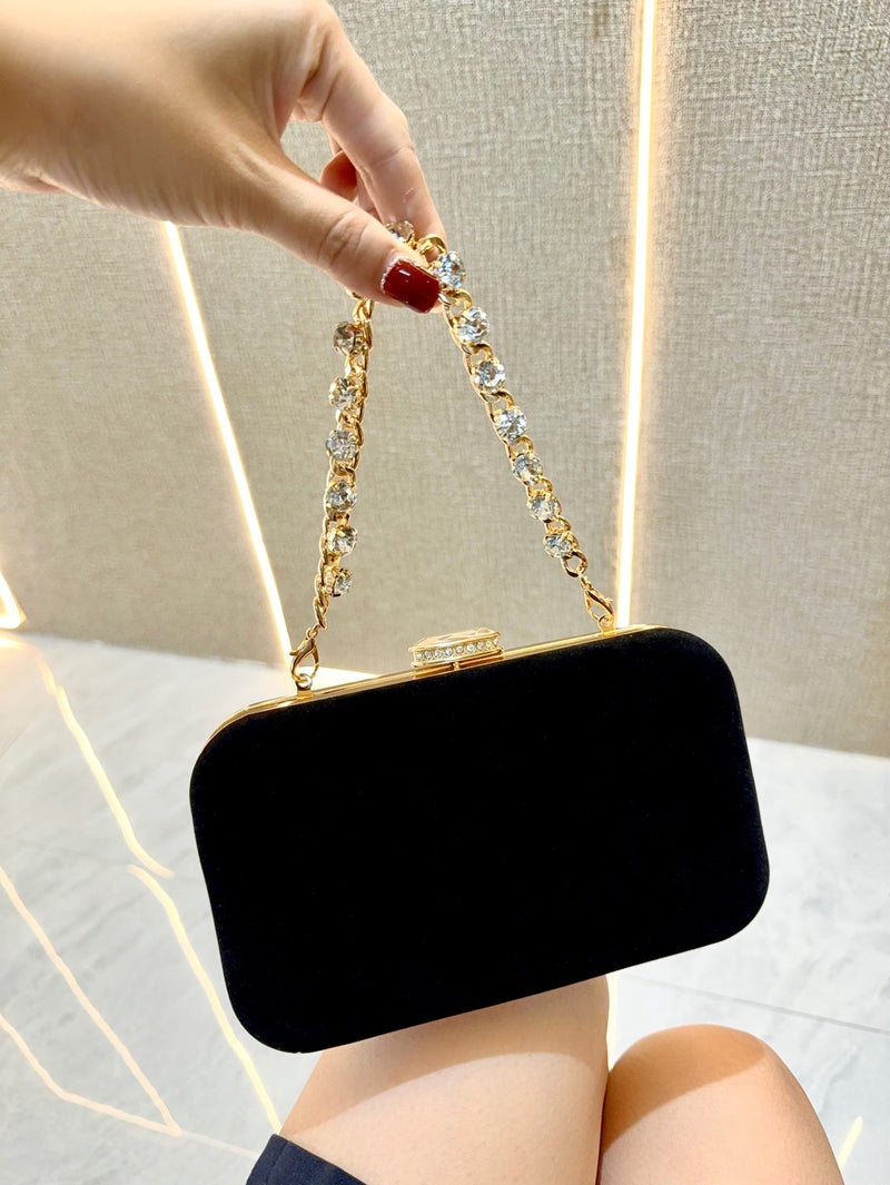 New Diamond Clutch Bag Celebrity Banquet Fashion Hand Bag Rhinestone Velvet Shoulder Crossbody Evening Bag - Image 3