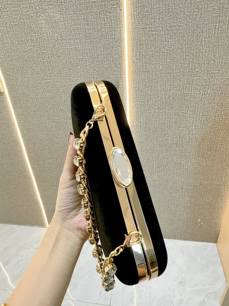 New Diamond Clutch Bag Celebrity Banquet Fashion Hand Bag Rhinestone Velvet Shoulder Crossbody Evening Bag - Image 4