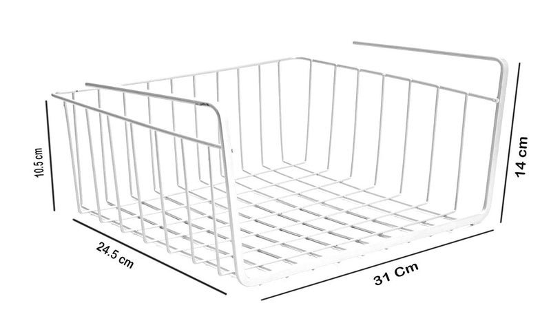 Go Hooked 12 Inch Under Shelf Basket Powder Coated Iron White Space Saving Versatile Heavy Duty Sleek and Sturdy Efficient Compact and Durable Modern Robust Elegant Set of 2 - Image 5