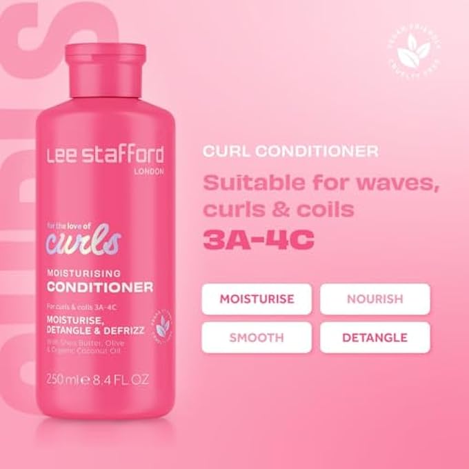 Lee Stafford WAVY, CURLY, & COILY CONDITIONER | FOR THE LOVE OF CURLS - CONDITIONING CREAM FOR 2A TO 4C HAIR, ANTI FRIZZ, MOISTURISING, HIGH GLOSS SHINE TO SMOOTH DEFINED CURLS, LIGHTWEIGHT, 250 ML - Image 3