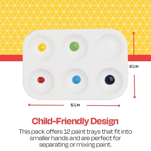 School Smart Paint-Rite Tray with 6 Wells, 3-1/2 x 5-1/4 Inches, White, Pack of 12 - Image 3