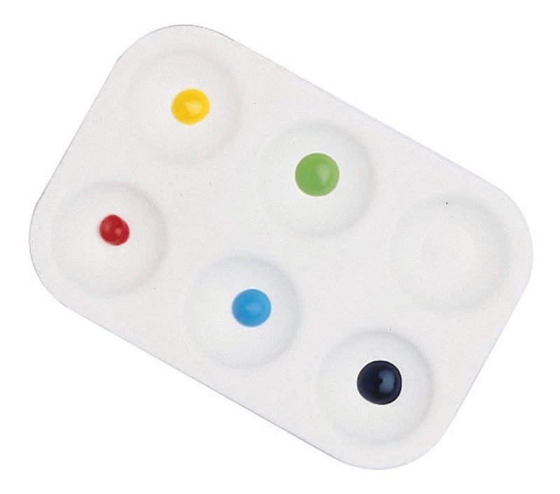 School Smart Paint-Rite Tray with 6 Wells, 3-1/2 x 5-1/4 Inches, White, Pack of 12 - Image 1
