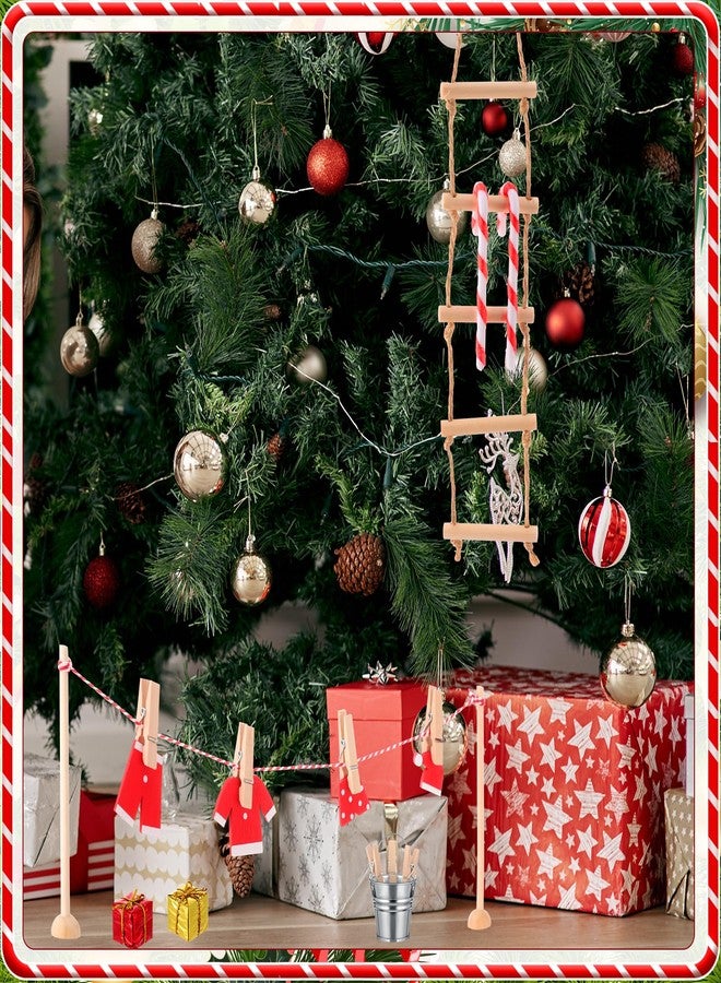 Cutecrop 20 Pcs Christmas Doll Accessories Set Include Clothes Ladder Swing Sleeping Bag Fence and Mini Props Suction Cup Hook Christmas DIY Craft Gift for Xmas Clothes Accessories - Image 5