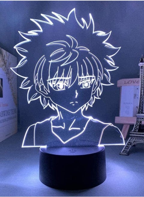 3D Night Light Anime Illusion Led Decor 3D Led Lamp Anime Hunter X Hunter Killua for Bedroom Decor Nightlight Birthday Gift Acrylic Led Night Light Hxh Killua Cute
