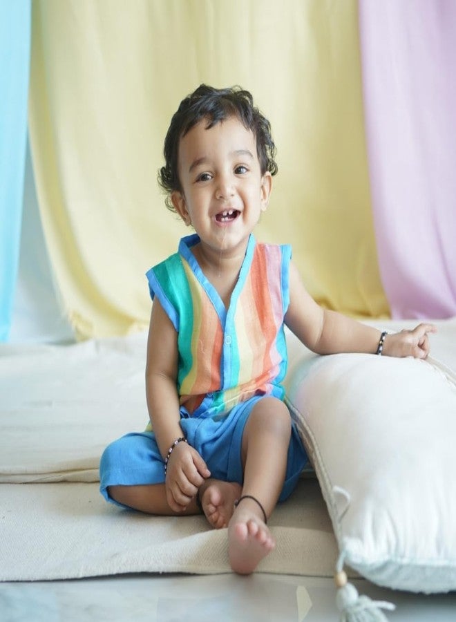 The Boo Boo Club Organic Cotton Baby Jhabla | Pack of 4 Sleeveless Jabla | 3 to 6 Months Infant Summer Wear | Soft & Breathable Muslin Fabric | Easy Button Closure Vest White - Image 4