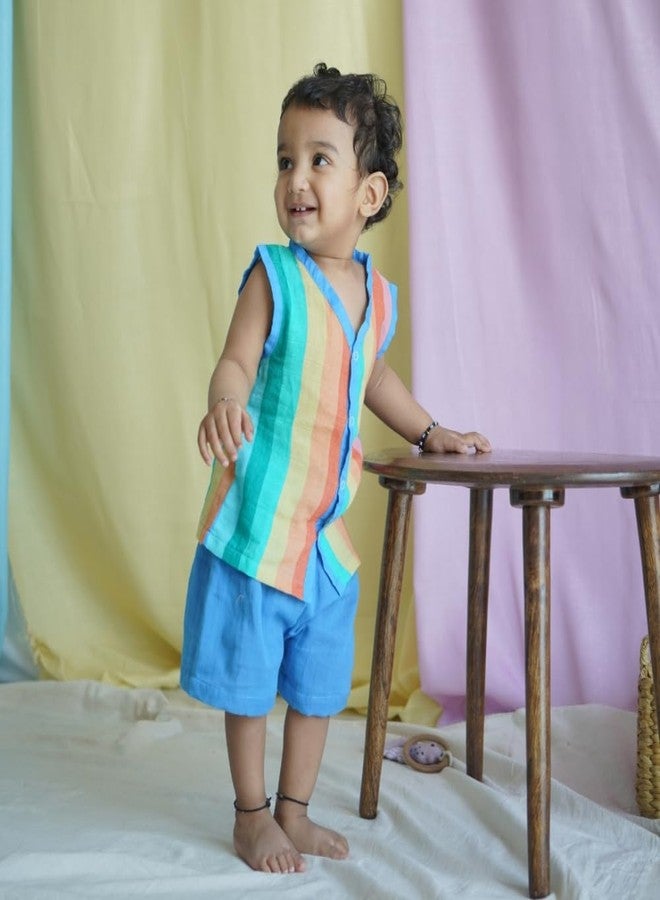 The Boo Boo Club Organic Cotton Baby Jhabla | Pack of 4 Sleeveless Jabla | 3 to 6 Months Infant Summer Wear | Soft & Breathable Muslin Fabric | Easy Button Closure Vest White - Image 2