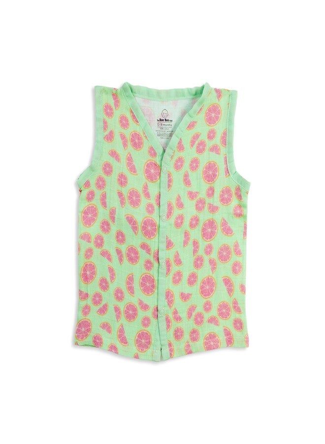 The Boo Boo Club Organic Cotton Baby Jhabla | Pack of 4 Sleeveless Jabla | 3 to 6 Months Infant Summer Wear | Soft & Breathable Muslin Fabric | Easy Button Closure Vest White - Image 5