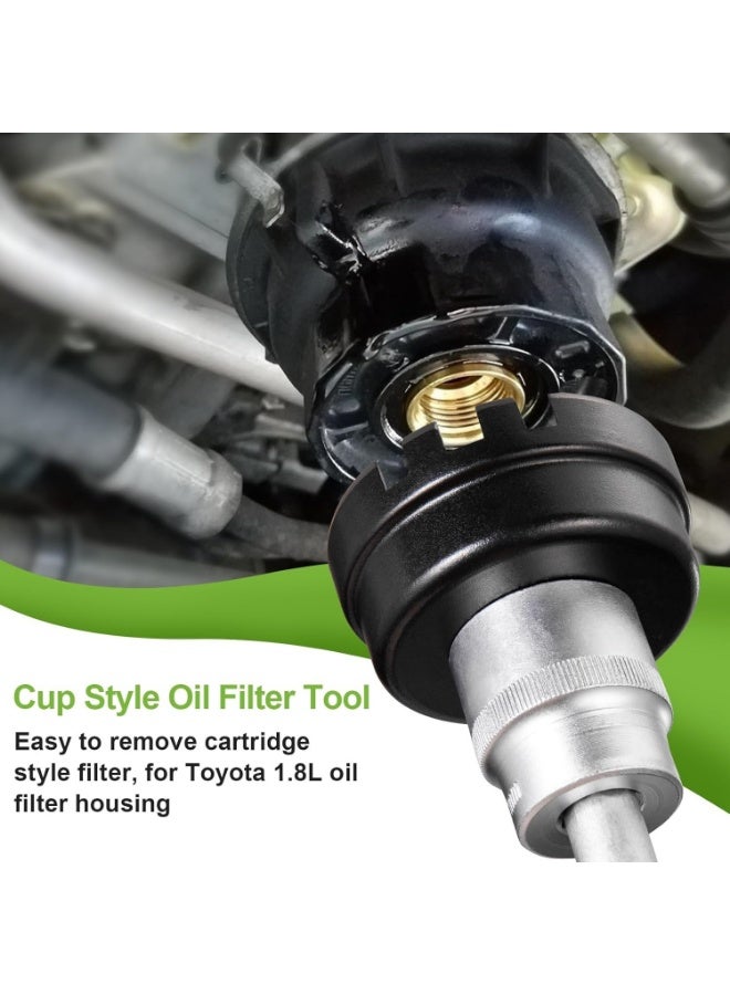 Oil Filter Wrench with 6-Slot 14-Point Design Compatible with Toyota Corolla/Prius/Prius Prime/Prius V/Matrix/CT200h/Scion iM/iQ/xD 1.8L Engines 64mm Filter Cap Wrench - Image 2