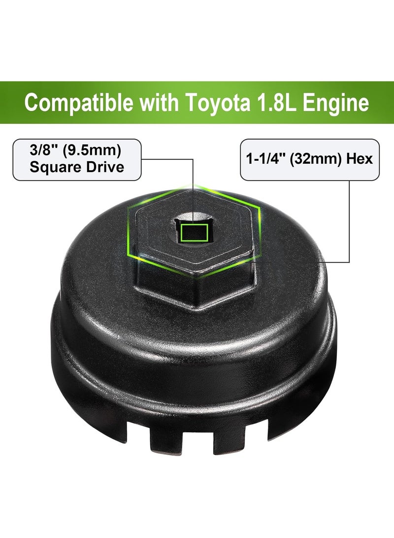 Oil Filter Wrench with 6-Slot 14-Point Design Compatible with Toyota Corolla/Prius/Prius Prime/Prius V/Matrix/CT200h/Scion iM/iQ/xD 1.8L Engines 64mm Filter Cap Wrench - Image 3