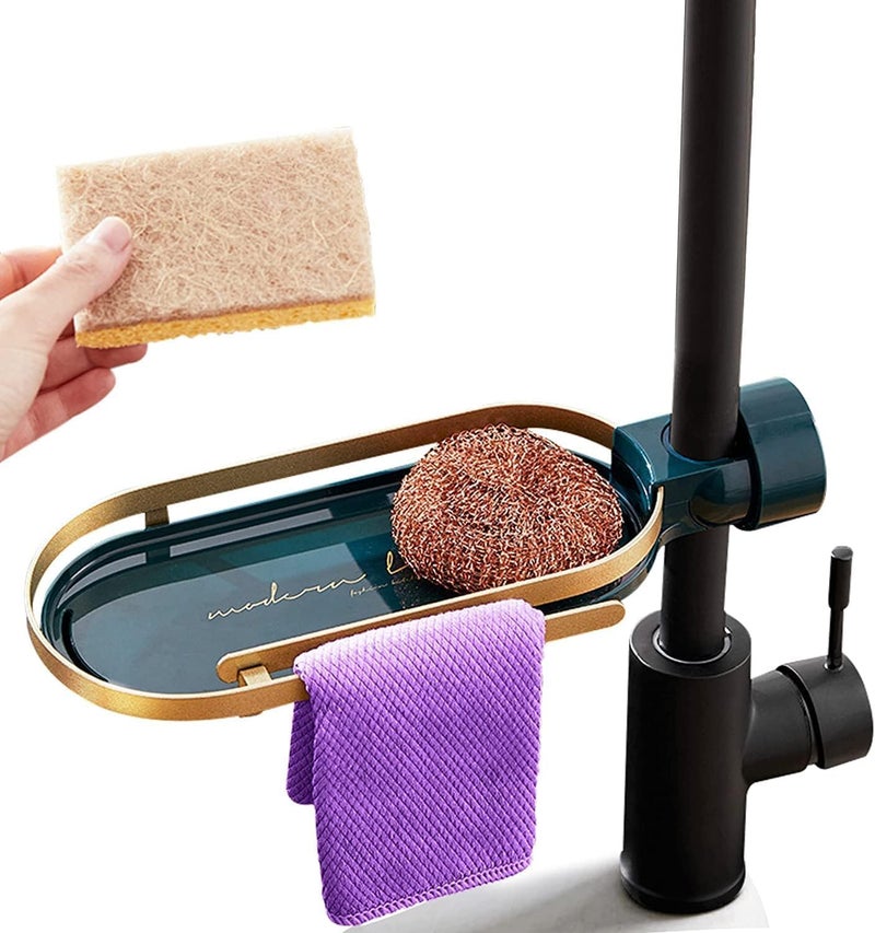Snivy Snivy Faucet Storage Dry Rack Shower Rod Rack - Bathroom Sink Drain Rack Soap Sponge Rag Holder for Kitchen Accessories - 1 Pc, MultiColor  - Image 1