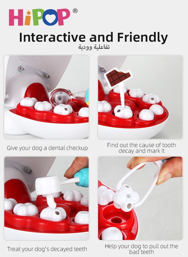 هيبوب مجموعة طبيب الأطفال التمثيلية المكونة من 17 قطعة مع مجموعة علاج أسنان للكلب، لعبة تقمص دور الطبيب مع أدوات طبية، مجموعة لعب الطبيب ولعبة منزلية للأولاد والبنات، مصنوعة من مادة ABS صديقة للبيئة - Image 2