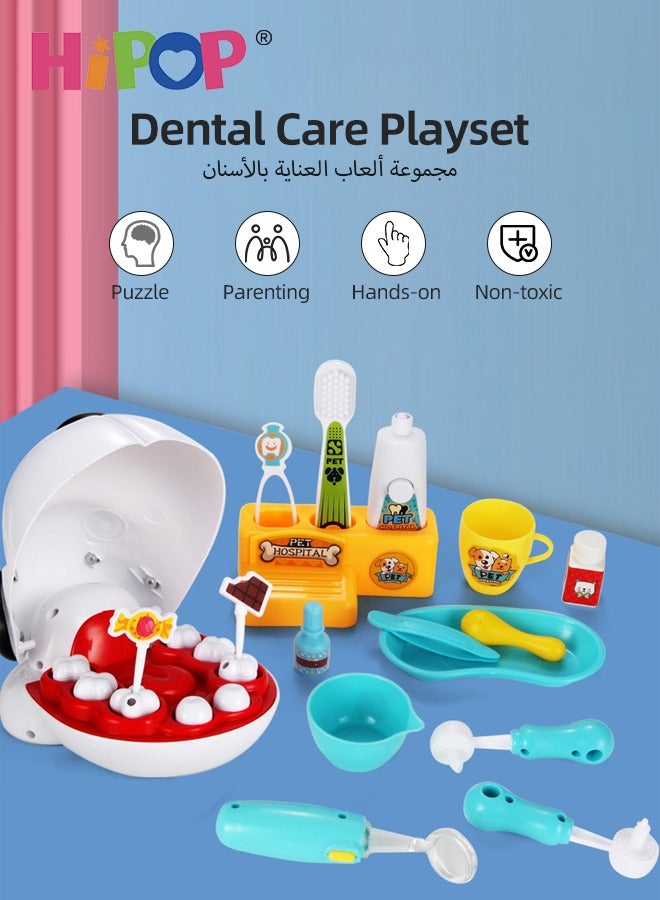 هيبوب مجموعة طبيب الأطفال التمثيلية المكونة من 17 قطعة مع مجموعة علاج أسنان للكلب، لعبة تقمص دور الطبيب مع أدوات طبية، مجموعة لعب الطبيب ولعبة منزلية للأولاد والبنات، مصنوعة من مادة ABS صديقة للبيئة - Image 5