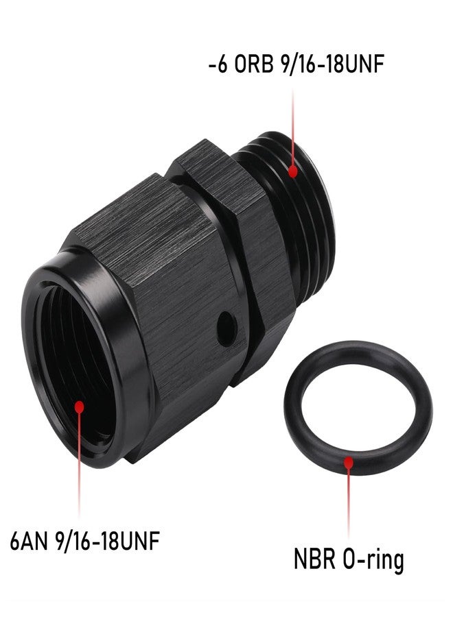 Podavelle 6AN Female Swivel to 6AN ORB O-ring Boss Fuel Rail Adapter Fitting Straight Aluminum Black - Image 2