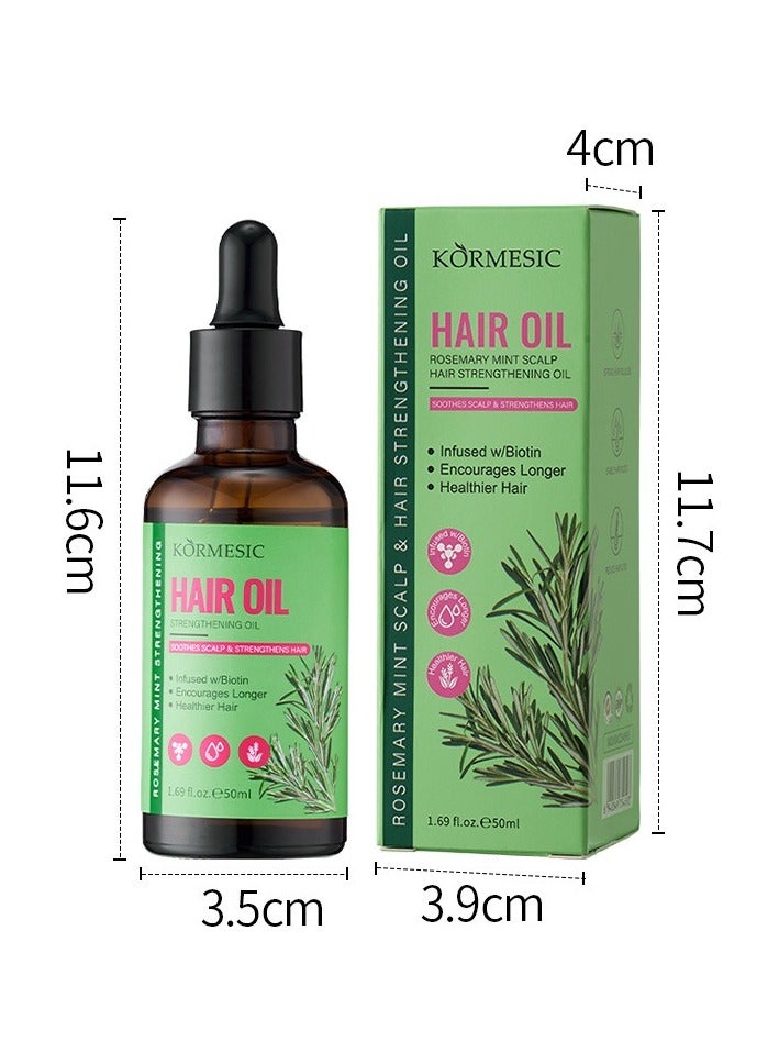 Kormesic روزيماري النعناع فروة الرأس وزيت الشعر-50 مل علاج تغذية وإصلاح - Image 1