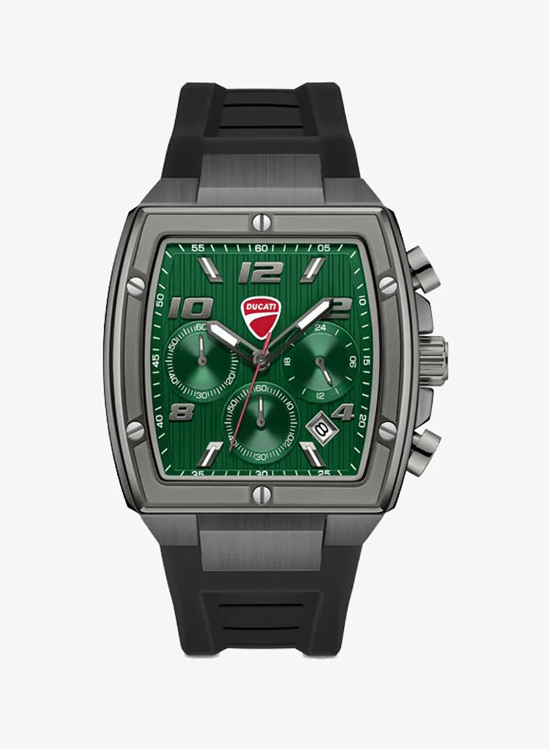 دوكاتي Pioneer Green Dial, Silicone Strap, Chronograph Watch for Men, 41mm