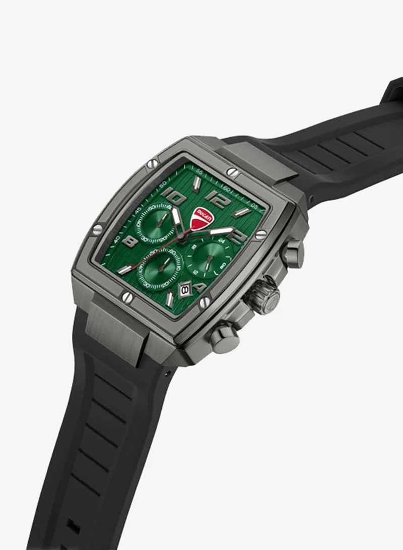 دوكاتي Pioneer Green Dial, Silicone Strap, Chronograph Watch for Men, 41mm