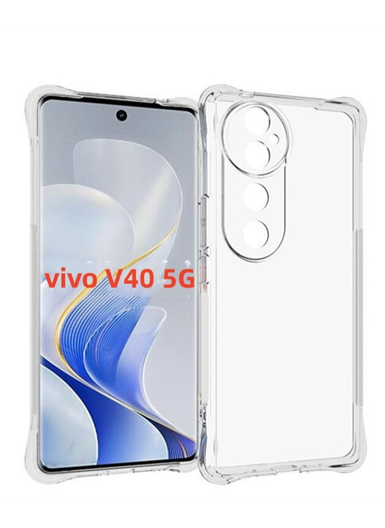 [1+2 مجموعات] غطاء حافظة لهاتف vivo V40 5G وواقي شاشة TPU نحيف مقاوم للصدمات مع وسادة هوائية [ليس من السهل أن يتحول إلى اللون الأصفر]
